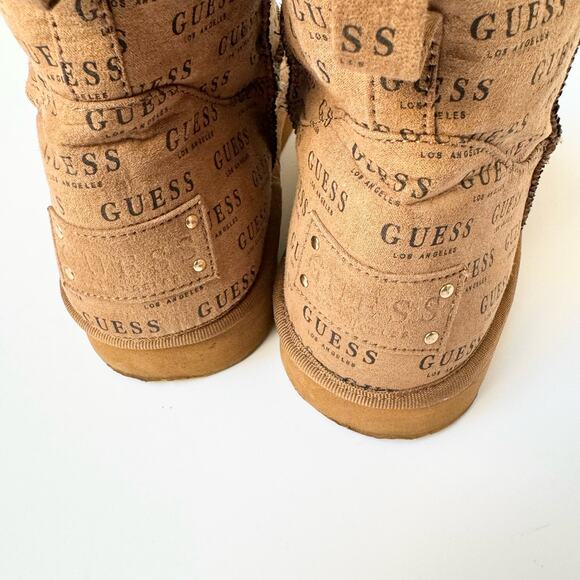 Guess Cream Faux Fur Lined Brown Mid Calf Boots Women's size 8 - Picture 6 of 11